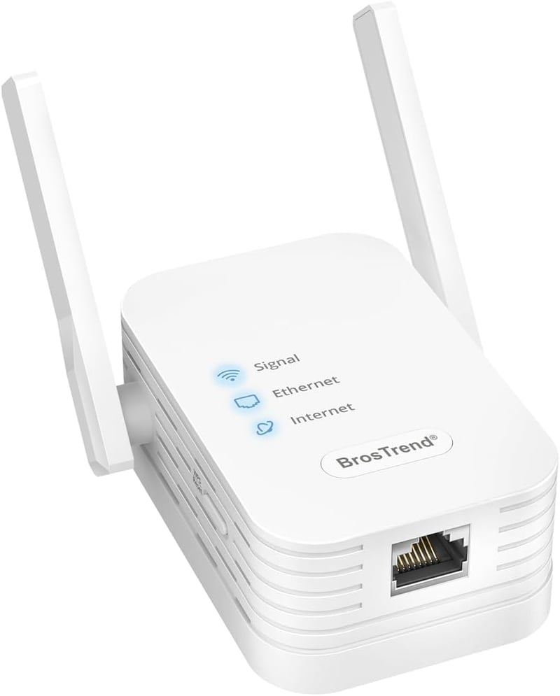 BrosTrend N300 WiFi-Ethernet Adapter - 300 Mbit/s WLAN-LAN Átalakító 2 Antennával, TV, Nyomtató, PC, Xbox, IP Kamera Csatlakoztatásához