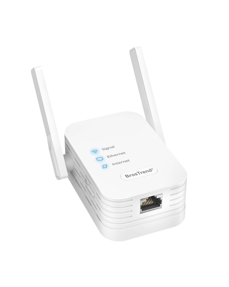 BrosTrend N300 WiFi-Ethernet adaptér - 300 Mbit/s WLAN-LAN prevodník s 2 anténami, na pripojenie TV, tlačiarne, PC, Xboxu, IP kamery