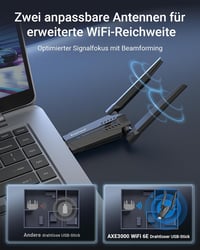 BrosTrend WiFi 6E AXE3000 USB WLAN adapter – tri-band, Linux Plug & Play (Kernel 5.18+) 5