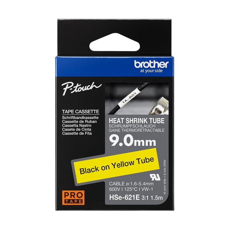 Zmršťovacia bužírka Brother HSe-621E - čierna/žltá