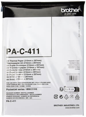 Hârtie termică originală Brother PAC411 A4, pachet de 100 de coli, pentru imprimantă termică
