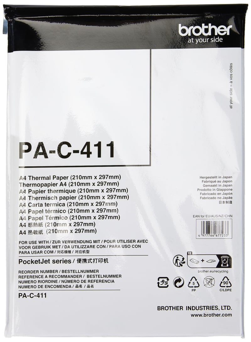 Hârtie termică originală Brother PAC411 A4, pachet de 100 de coli, pentru imprimantă termică