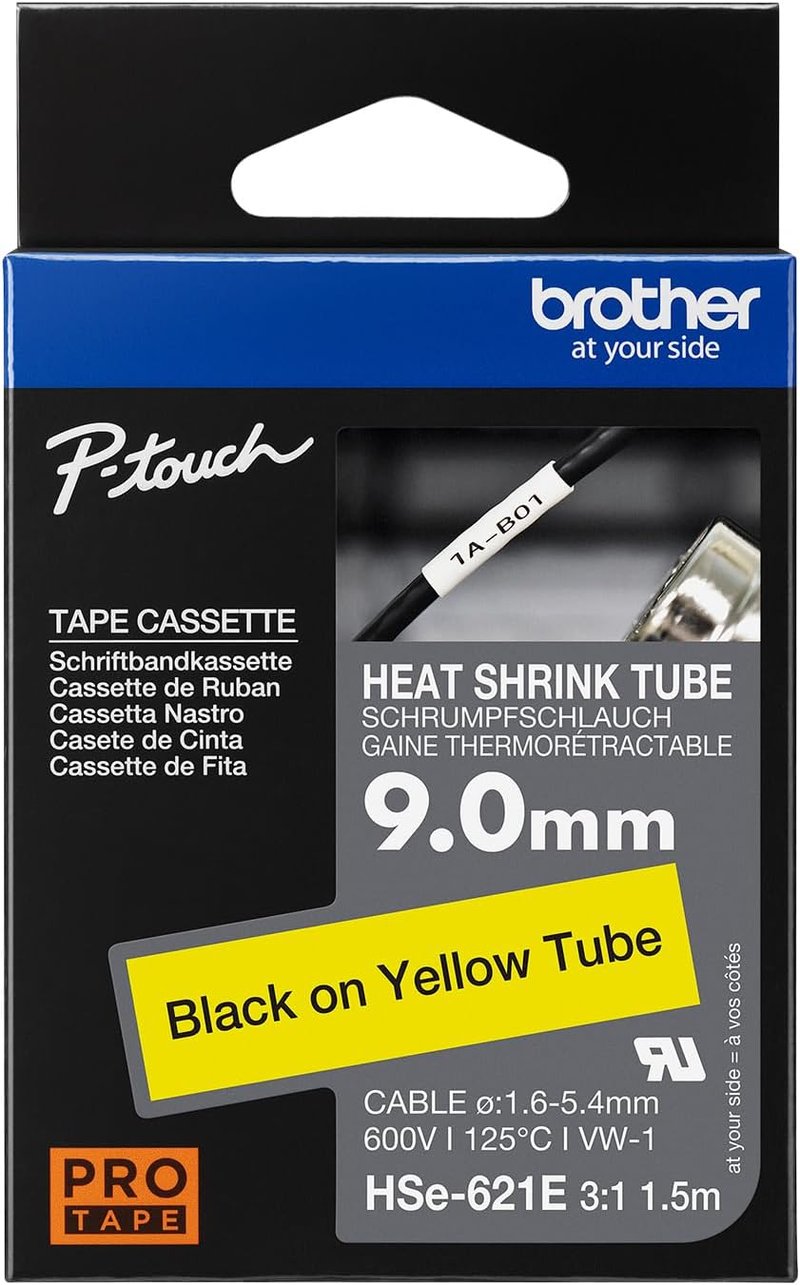 Brother Pro HSe-621E Hőzsugorodó Cső Sárga-Fekete Szalag