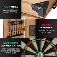 Brovamo Elektronikus Darts Tábla Fa Szekrénnyel - Kerek Sisal Dartboard Készlet 12 Puha Hegyű Nyíllal és Beépített Eredményjelzővel 5