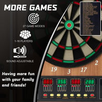 Brovamo Elektronikus Darts Tábla Fa Szekrénnyel - Kerek Sisal Dartboard Készlet 12 Puha Hegyű Nyíllal és Beépített Eredményjelzővel 4