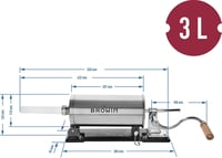 BROWIN 3 kg-os rozsdamentes kolbásztöltő gép kézi sausage filler - Stainlesssteel, Horizontal 3 kg 3