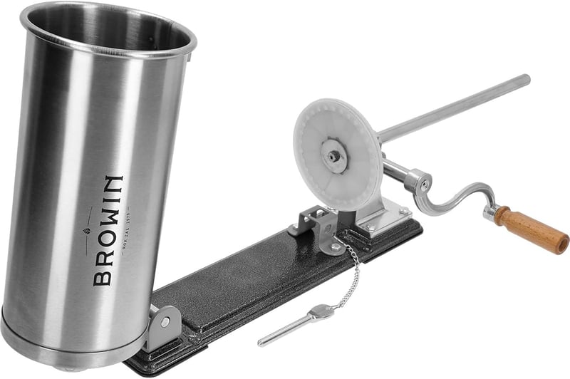 BROWIN 3 kg-os rozsdamentes kolbásztöltő gép kézi sausage filler - Stainlesssteel, Horizontal 3 kg