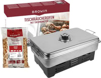 Browin Deluxe rozsdamentes erkélyfüstölő hőmérővel és füstölőfával 1