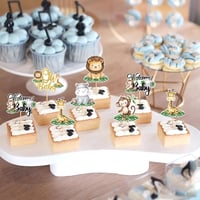 BRTNUP 24 db Cupcake Topper Dzsungel Állatok Születésnapi Tortadekoráció 5