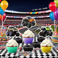 BRTNUP 24 db Cupcake Topper Hegyi Kerékpár Születésnapi Tortadísz 3
