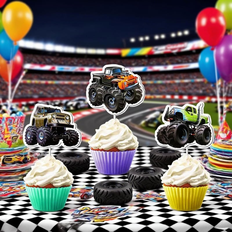 BRTNUP 24 db Cupcake Topper Hegyi Kerékpár Születésnapi Tortadísz