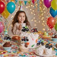 BRTNUP 24 db Cupcake Topper Hegyi Kerékpár Születésnapi Tortadísz 5
