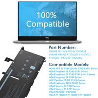 Náhradná batéria BRTONG DXGH8 pre notebook Dell XPS 13 9380 9370 7390 7391 7490, Latitude 3301, Vostro 5390 5391 G8VCF HK6N5 H754V P82G 4
