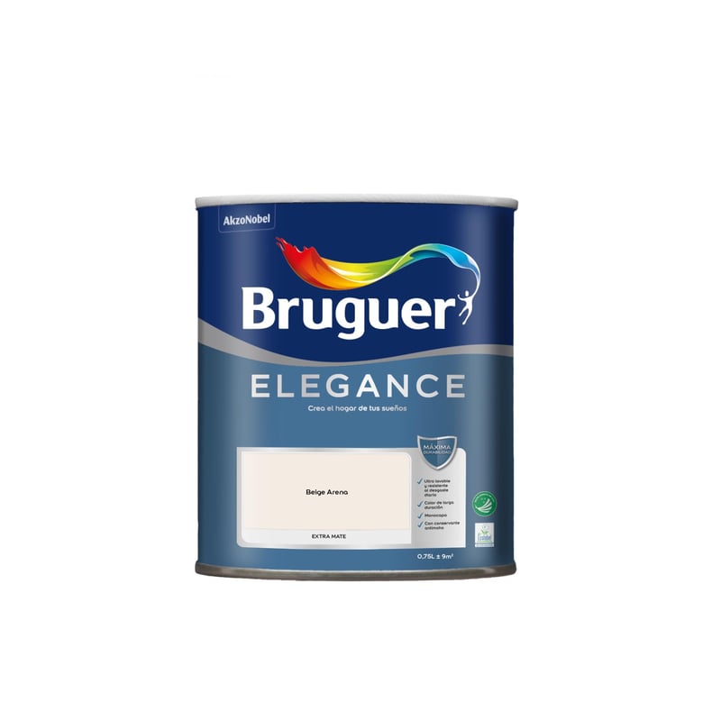 Vopsea Lavabilă Bruguer ELEGANCE Monostrat Extra Mată - Bej Nisipiu, 750 ml, pentru Suprafețe Interioare și Exterioare Protejate, Ultra-Lavabilă, Rezistentă la Uzură și Pete