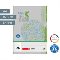 Brunnen 104412601 Recyklovaný školský zošit A4, štvorčekový, 16-listový, s okrajmi 2