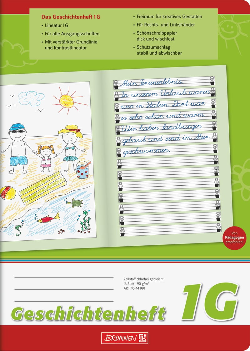 Caiet de povești Brunnen 1044991 clasa I, A4, 16 file, liniatură 1G