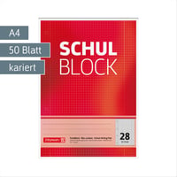 Školský zošit Brunnen 1052528, A4, 50-listový, štvorčekovaný, s okrajmi, lineatúra 28, dierovaný, lepený na hlave, 70 g/m² 2