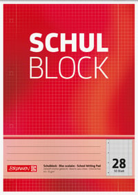 Školský zošit Brunnen 1052528, A4, 50-listový, štvorčekovaný, s okrajmi, lineatúra 28, dierovaný, lepený na hlave, 70 g/m² 1