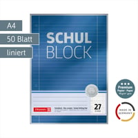 Školský blok Brunnen 1052627 Premium A4, 50 listov, linajkový, s okrajom, typ linajky 27, dierovaný, lepený na hlave, 90 g/m² 2