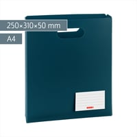 BRUNNEN A4 Box na zošity do školskej tašky – Pevný PP obal na zošity, džínsový, s menovkou a otvorom na prst, 250 x 310 x 50 mm, max. výška náplne 50 mm 2
