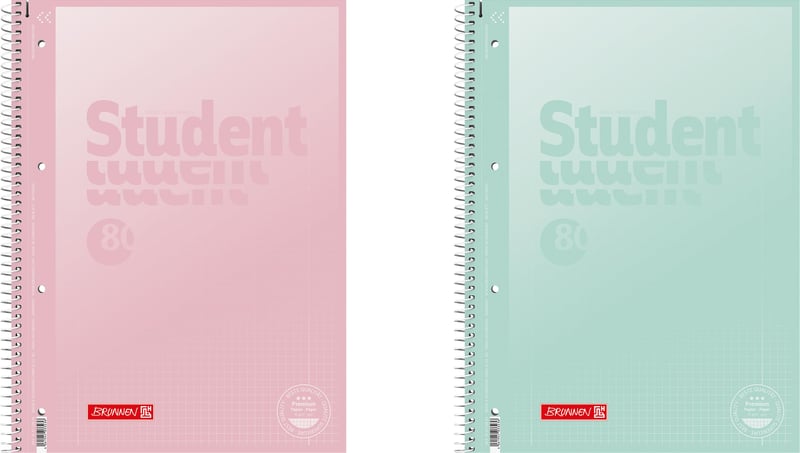 BRUNNEN College Notepad Premium Student Pastel A4 vonalas füzet 80 lapos pasztell színekben