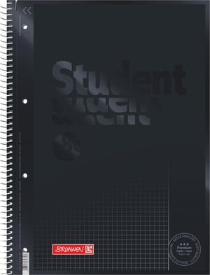 BRUNNEN Collegeblock Premium Student Colour Code spiralna bilježnica – A4, linijska (26), 80 listova, oniks crna