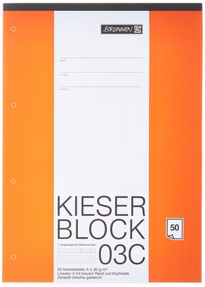 Brunnen KIESER-Block bilježnica, A4, linije tip 3, 50 listova, 80 g/m², bijela, razred 3 - 1042923