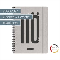Školský kalendár BRUNNEN „Nope“ 2026/2027 – formát A5, 18-mesačný, týždenný prehľad (2 strany = 1 týždeň), júl 2026 – december 2027 2
