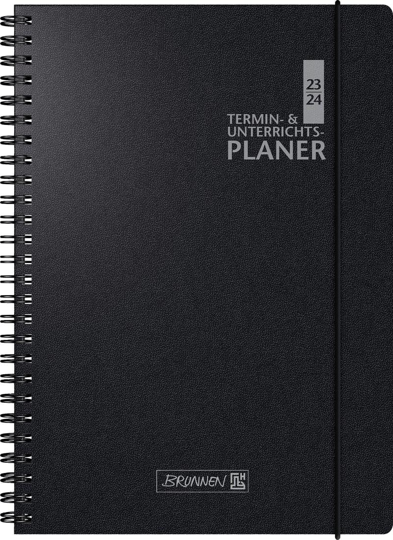 Agendă pentru profesori BRUNNEN 2023/2024 – 2 pagini = 1 săptămână, format A4 supradimensionat 23x29,7 cm, agendă neagră