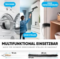 BRUSHYZ Radiátor Tisztító Kefe 117 cm - Rugalmasan Hajlítható, Karcmentes Sörtékkel, Tölgyfa Nyéllel, Jobb Szobai Klímáért - Fekete 5