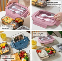 BRYN 1400 ml Bento Box Ételhordó Fedelesdoboz Kék Mikrózható Szilikon Tálcával 2