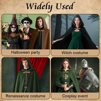 Unisex stredoveký kostým Gandalfa BSBUY s hnedým plášťom a brošňou so zeleným lístkom – renesančný vikingský kostým s kapucňou na karneval a Halloween 7