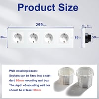 BSEED Schuko aljzat kristályvüveg lappal 4-es elosztó 16A 240V fehér 4