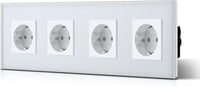 BSEED Schuko aljzat kristályvüveg lappal 4-es elosztó 16A 240V fehér 1