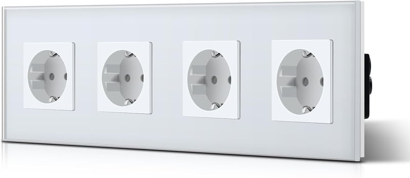 BSEED Schuko aljzat kristályvüveg lappal 4-es elosztó 16A 240V fehér