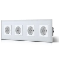 BSEED Schuko zásuvka s kryštálovým sklom, 4-násobná, 16A, 240V, 299 mm - biela 1