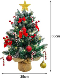 Bseical 60cm Asztali Karácsonyfa LED Világítással, Díszítésekkel és Csúccsal 7