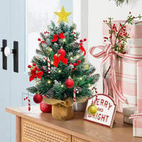 Bseical 60cm Asztali Karácsonyfa LED Világítással, Díszítésekkel és Csúccsal 3