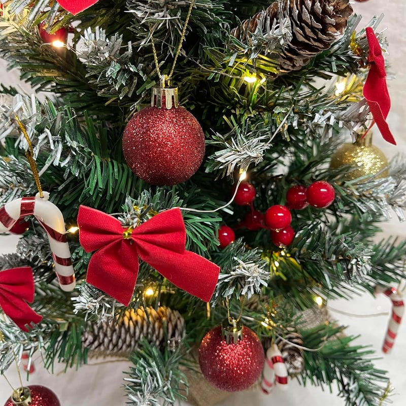 Bseical 60cm Asztali Karácsonyfa LED Világítással, Díszítésekkel és Csúccsal
