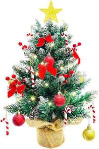 Bseical 60cm Asztali Karácsonyfa LED Világítással, Díszítésekkel és Csúccsal 1