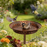 Bseical baie pentru păsări din metal antichizat, bronz, rezistentă la îngheț, pentru balcon sau grădină, vas cu apă, 70 x 27 cm 2
