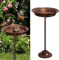 Bseical baie pentru păsări din metal antichizat, bronz, rezistentă la îngheț, pentru balcon sau grădină, vas cu apă, 70 x 27 cm 1