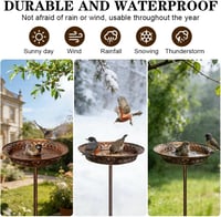 Bseical baie pentru păsări din metal antichizat, bronz, rezistentă la îngheț, pentru balcon sau grădină, vas cu apă, 70 x 27 cm 7