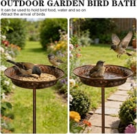 Bseical baie pentru păsări din metal antichizat, bronz, rezistentă la îngheț, pentru balcon sau grădină, vas cu apă, 70 x 27 cm 4