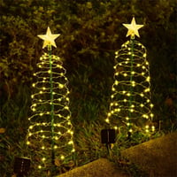 Ghirlandă Luminoasă Solară LED în formă de Spirală Bseical, Decorațiune de Crăciun pentru Exterior, Iluminat Decorativ de Grădină cu Energie Solară 8