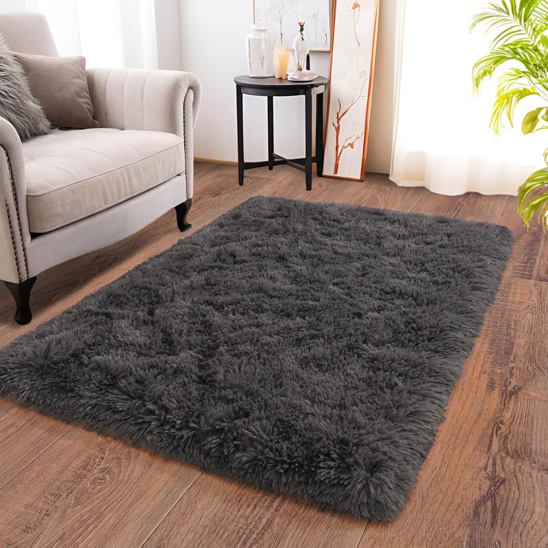 BSGIFT 60x110 cm antracit puha szőnyeg hálószobai futó magas szálú csúszásmentes