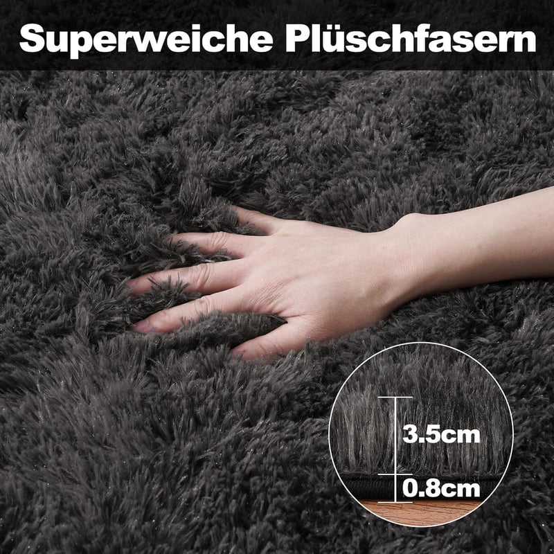 BSGIFT 60x110 cm antracit puha szőnyeg hálószobai futó magas szálú csúszásmentes