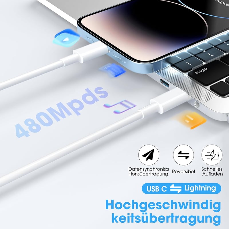 BSTOEM USB-C Lightning kábel 2db 1m+2m iPhone 14/13/12/11 MFi tanúsított