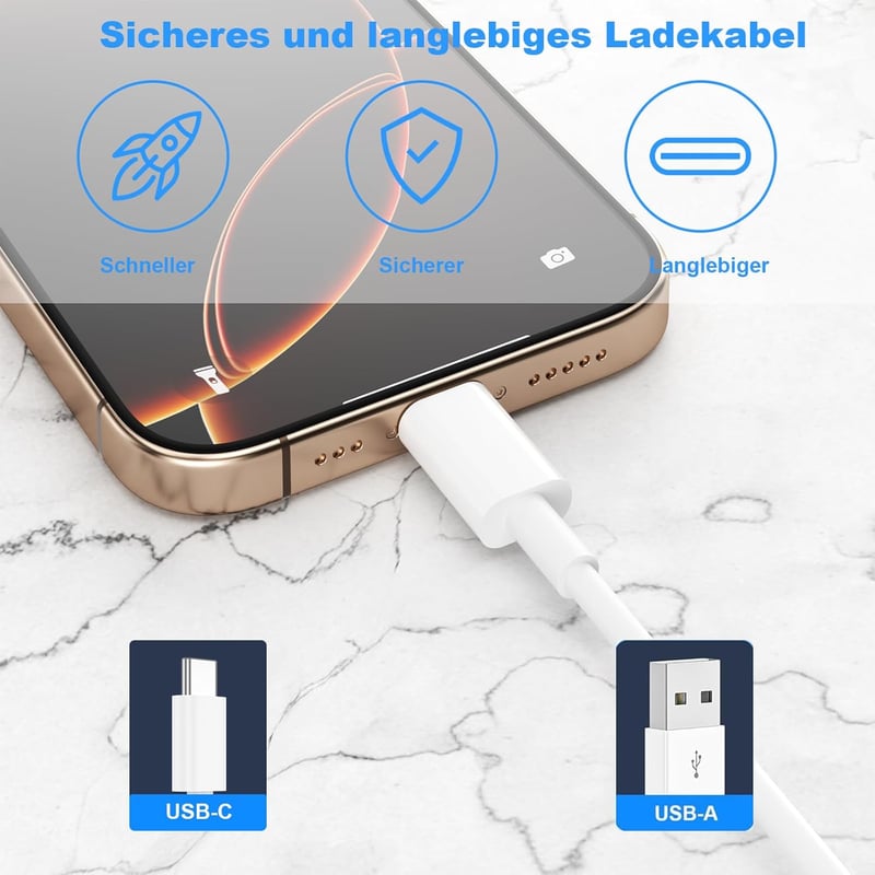 BSTOEM USB-C töltőkábel szett 2m+1m USB A-ról Type-C-re