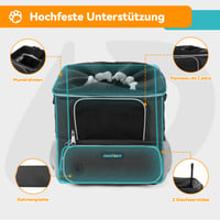 Coș de bicicletă frontal BSWAY DAISTERN pentru câini, max. 3 kg, cu suport de montare Φ53 mm, funcție de rucsac, geantă de umăr și scaun auto, cu fereastră din plasă pentru ventilație și pernă impermeabilă pentru câini de talie mică 5